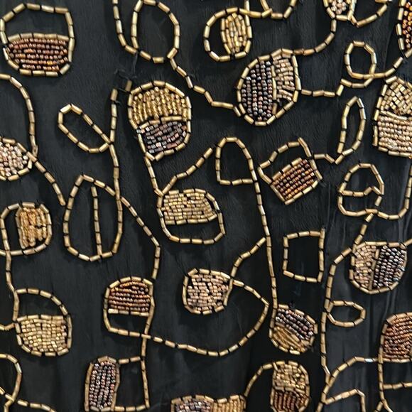 NEW Adrianna SILK Papell Evening Cocktail Black Gold Sequin Dress 4 Black Tie - Picture 3 of 16